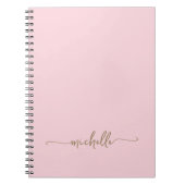 Girly Blush Roze Monogram Naam Script Handtekening Notitieboek (Voorkant)
