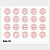 Girly Blush Roze Monogram Ronde Sticker (Vel)