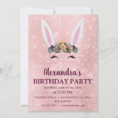 Girly Blush Roze Paashaas Verjaardagsfeestje Kaart (Voorkant)