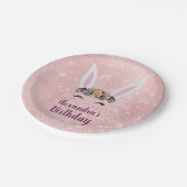 Girly Blush Roze Paashaas Verjaardagsfeestje Papieren Bordje (Gekanteld)