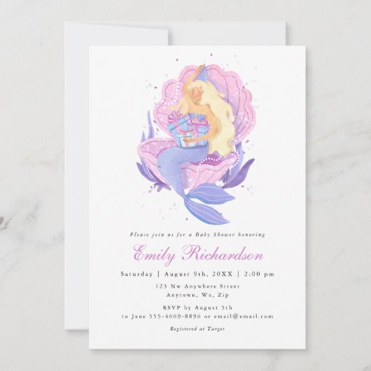 Girly Blush Roze Pastel Kleine Zeemeermin Baby sho Kaart (Voorkant)