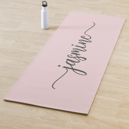 Girly Blush Roze Persoonlijk Monogram Schrift Yogamat