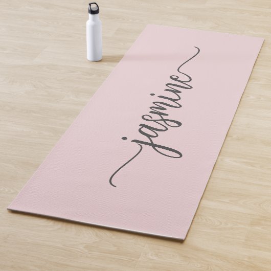 Girly Blush Roze Persoonlijk Monogram Schrift Yogamat (In situ)