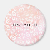Girly Blush Roze Perzik Goud Luipaard Dier Magneet (Voorkant)