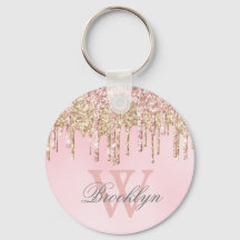 Girly Blush Roze Rose Gold Glitter Drivers Monogra
