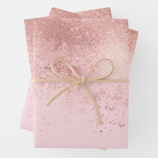Girly Blush roze Rose Gold Sprayed Confetti Ombre Inpakpapier Vel (In situ)