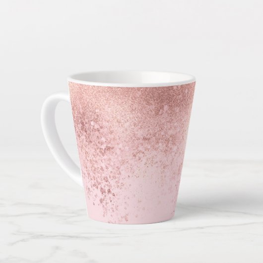 Girly Blush roze Rose Gold Sprayed Confetti Ombre Latte Mok (Linkerhoek)