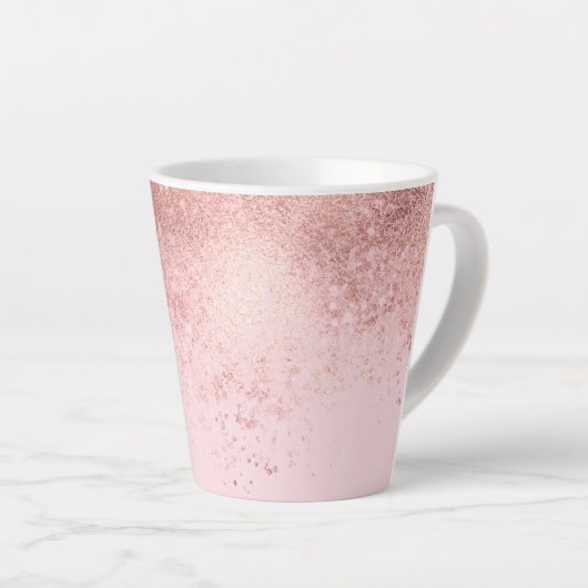 Girly Blush roze Rose Gold Sprayed Confetti Ombre Latte Mok (Rechterhoek)