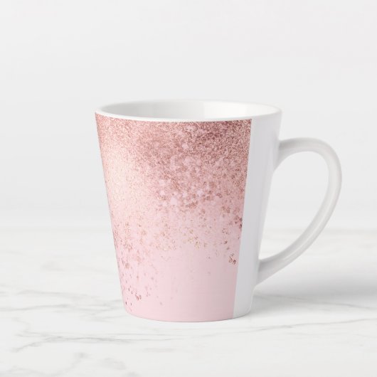 Girly Blush roze Rose Gold Sprayed Confetti Ombre Latte Mok (Rechts)
