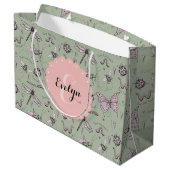 Girly Blush Roze & Sage Zoete Kleine Critter Naam Groot Cadeauzakje (Achterkant Gekanteld)