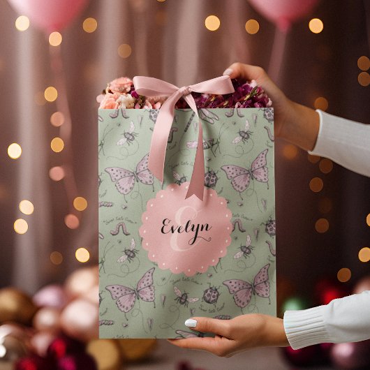 Girly Blush Roze & Sage Zoete Kleine Critter Naam Medium Cadeauzakje