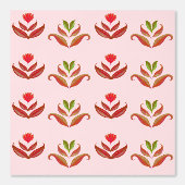 Girly Blush Roze Schattige Bloemen Folk Art Print Behang (Voorkant)