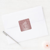 Girly Blush Roze Sparkle Glitter Drips Vierkante Sticker (Envelop)