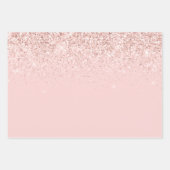 Girly Blush Roze Sparkle Glitter Harten Inpakpapier Vel (Voorkant 2)