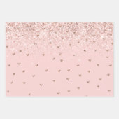 Girly Blush Roze Sparkle Glitter Harten Inpakpapier Vel (Voorkant)