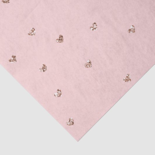 Girly Blush Roze Sparkle Glitter Harten Tissuepapier (Detail)