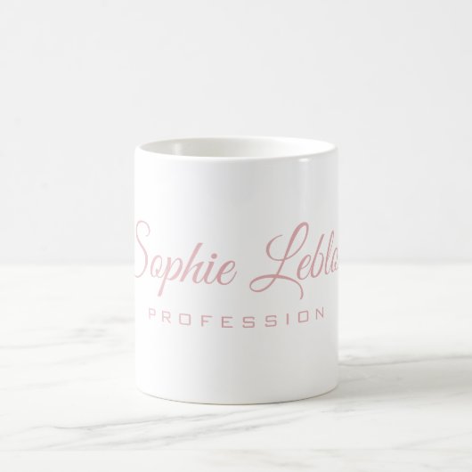 Girly Blush Roze Typografie Wit Koffiemok (Center)