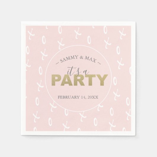 Girly Blush Roze Valentijnsdag Cocktail servetten (Voorkant)