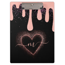 Girly Blush Roze Verf Drip Glitter Monogram