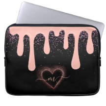 Girly Blush Roze Verf Drip Glitter Monogram