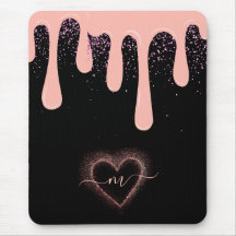 Girly Blush Roze Verf Drip Glitter Monogram Onderl