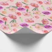 Girly Blush Roze Waterverf Flowers Cadeaupapier (Hoek)