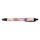 Girly Blush Roze Waterverf Flowers Zwarte Inkt Pen (Bodem)