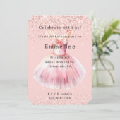 Girly Blush Roze Wit Glitter Ballet Jurk Kaart (Staand voorkant)