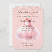 Girly Blush Roze Wit Glitter Ballet Jurk Kaart (Voorkant)