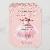 Girly Blush Roze Wit Glitter Ballet Jurk Kaart (Voorkant / Achterkant)