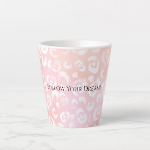 Girly Blush Roze Witte Luipaard Dier Latte Mok