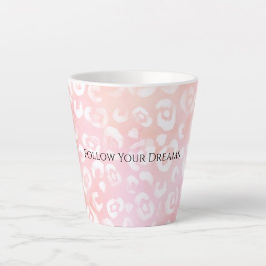 Girly Blush Roze Witte Luipaard Dier Latte Mok (Voorkant)