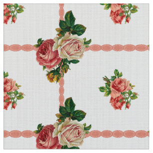  Girly Blush Rozen en linten Stof