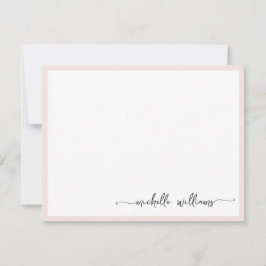 Girly Blush Stijlvolle Monogram Naam Handtekening  Notitiekaartje