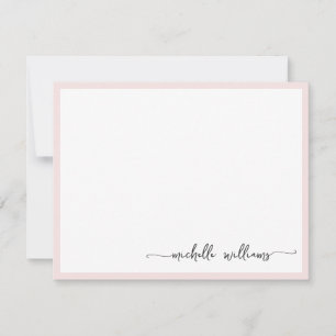 Girly Blush Stijlvolle Monogram Naam Handtekening  Notitiekaartje