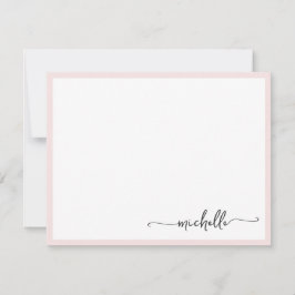 Girly Blush Stijlvolle Monogram Naam Script Notitiekaartje