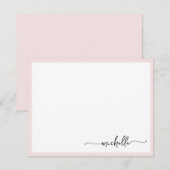 Girly Blush Stijlvolle Monogram Naam Script Notitiekaartje (Voorkant / Achterkant)