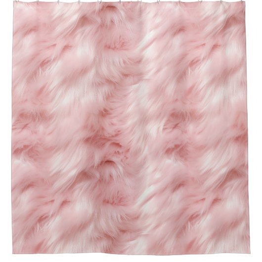 Girly Blush Zacht Roze Faux Bont Douchegordijn (Voorkant)