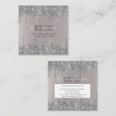 Girly Blush Zilver Glittery Oogdruppels Art Make-u Vierkante Visitekaartje (Voorkant / Achterkant)