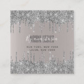 Girly Blush Zilver Glittery Oogdruppels Art Make-u Vierkante Visitekaartje (Voorkant)