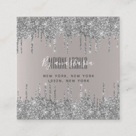 Girly Blush Zilver Glittery Oogdruppels Art Make-u Vierkante Visitekaartje