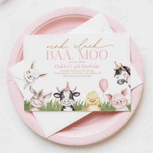 Girly Boerderij Verjaardagsfeestje Uitnodiging