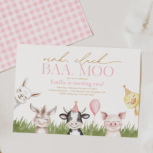 Girly Boerderij Verjaardagsfeestje Uitnodiging