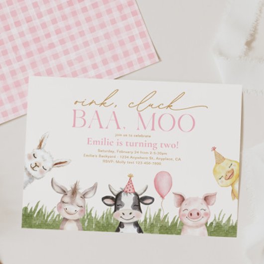 Girly Boerderij Verjaardagsfeestje Uitnodiging