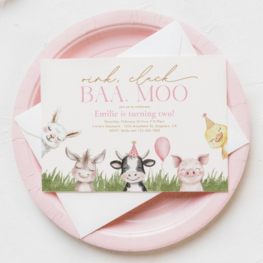 Girly Boerderij Verjaardagsfeestje Uitnodiging