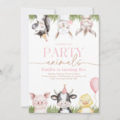 Girly Boerderij Verjaardagsuitnodigingen Kaart (Voorkant)