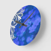 Girly bohemian chic blue floral white lace ronde klok (Hoek)