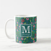 Girly Bohemian Colorful Flowers Monogram Koffiemok (Links)
