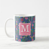 Girly Bohemian Flowers Monogram Koffiemok (Links)