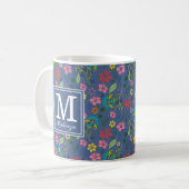 Girly Bohemian Flowers Monogram Koffiemok (Voorkant links)